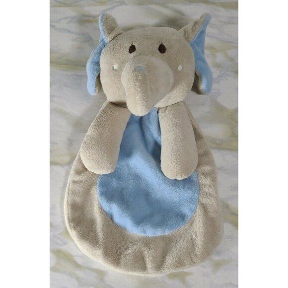 SL Home Fashions Elephant Baby Security Blanket Lovey Plush Ultra Soft Blue Tan - Picture 1 of 7
